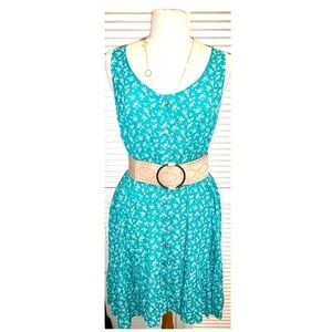 The Nines by HATCH Teal Floral Midi Dress floral Size XXL